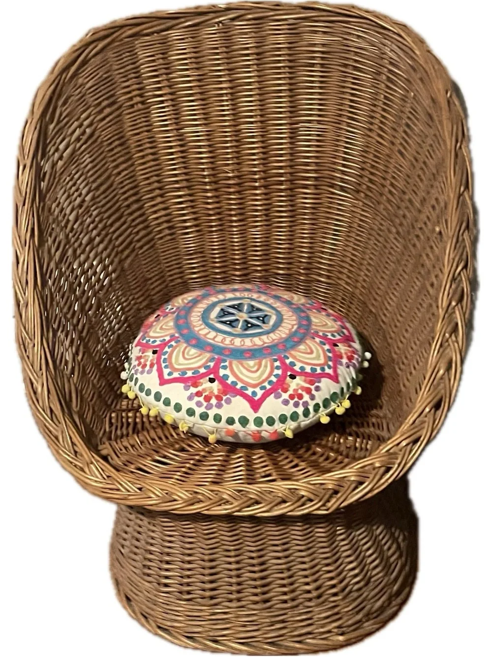 Round Decorative Pillow - Multicolor Boho Medallion